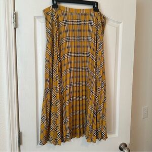 Vince Camuto Mustard Plaid A-Line Skirt